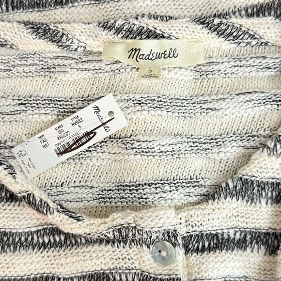 MADEWELL Crewneck Sweater Vest Stripe S Natural Knit Tank Button Up NWT B47 - Picture 7 of 7